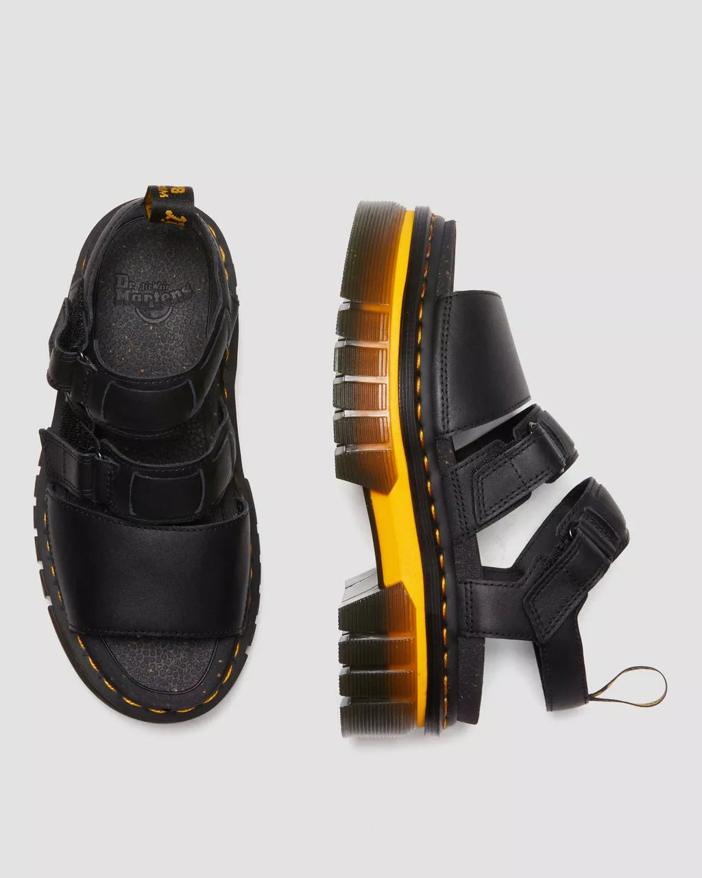 DR MARTENS Ricki Contrast Sole Leather 3-Strap Platform Sandals