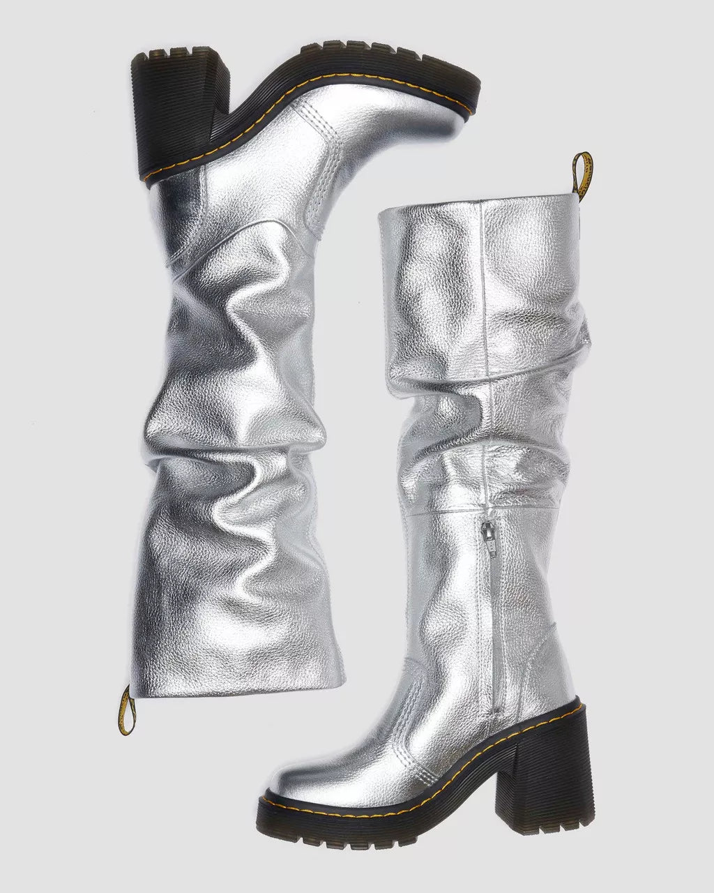 DR MARTENS Kasey Metallic Leather Knee High Heeled Boots