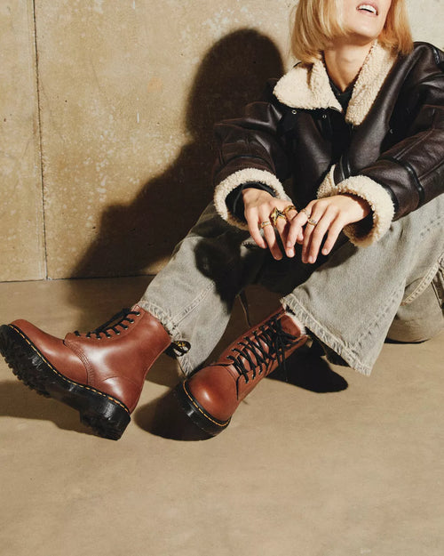 1460 Serena Faux Fur Lined Leather Lace Up Boots