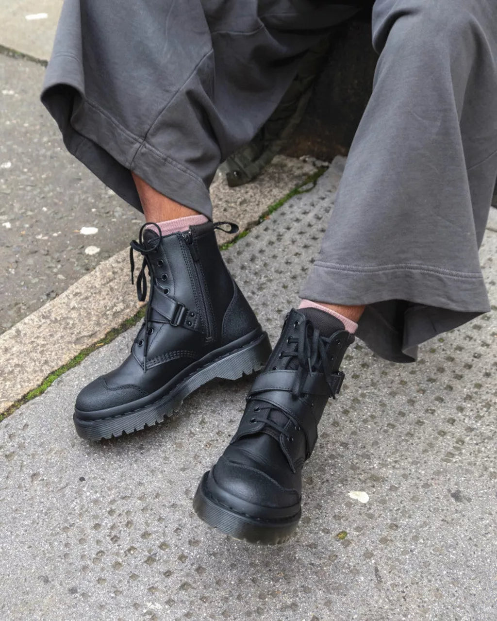 DR MARTENS 1460 BEX TECH STRAP LEATHER BOOTS